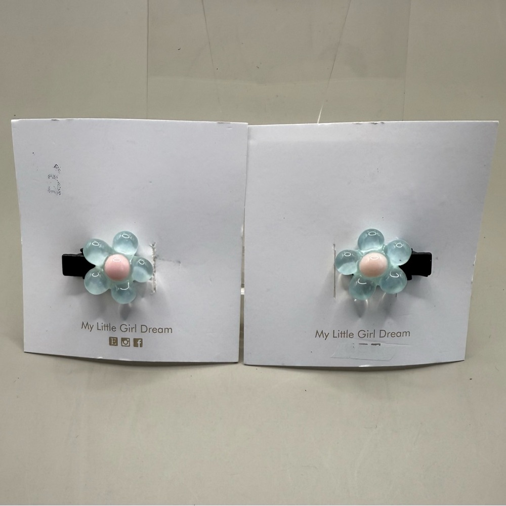 Blue and Pink Flower Hair Clips